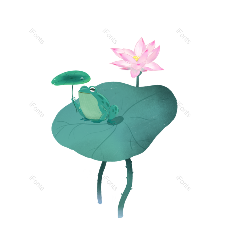 装饰图片,元素元素,荷花PNG,青蛙免抠素材